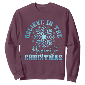 Believe In The Magic Of Christmas Sweatshirt Xmas Snowflake TS11 Maroon Print Your Wear