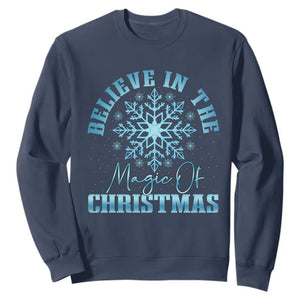 Believe In The Magic Of Christmas Sweatshirt Xmas Snowflake TS11 Navy Print Your Wear