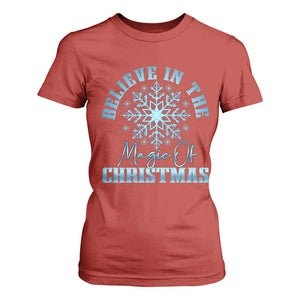 Believe In The Magic Of Christmas T Shirt For Women Xmas Snowflake TS11 Red Print Your Wear