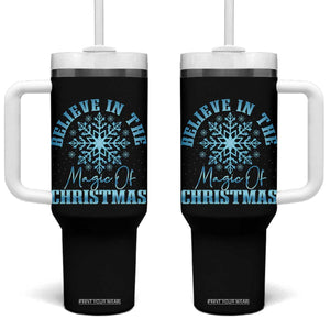 Believe In The Magic Of Christmas Tumbler With Handle Xmas Snowflake TS11 One Size: 40 oz Black Print Your Wear