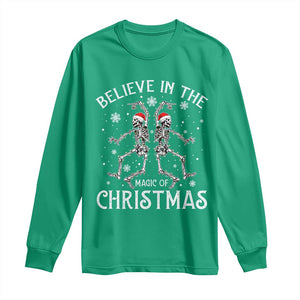 Funny Believe In The Magic Of Christmas Long Sleeve Shirt Xmas Skeleton TS11 Irish Green Print Your Wear