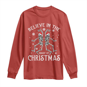 Funny Believe In The Magic Of Christmas Long Sleeve Shirt Xmas Skeleton TS11 Red Print Your Wear