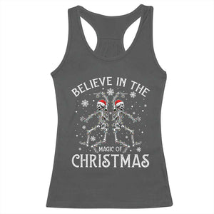 Funny Believe In The Magic Of Christmas Racerback Tank Top Xmas Skeleton TS11 Dark Heather Print Your Wear