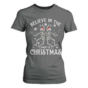 Funny Believe In The Magic Of Christmas T Shirt For Women Xmas Skeleton TS11 Dark Heather Print Your Wear