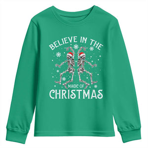 Funny Believe In The Magic Of Christmas Youth Sweatshirt Xmas Skeleton TS11 Irish Green Print Your Wear