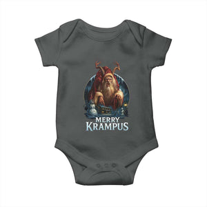 Christmas Krampus Baby Onesie Merry Krampus Pagan Yule Nordic Xmas TS11 Dark Heather Print Your Wear