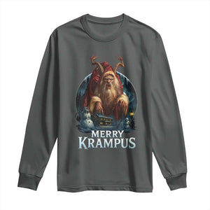 Christmas Krampus Long Sleeve Shirt Merry Krampus Pagan Yule Nordic Xmas TS11 Dark Heather Print Your Wear