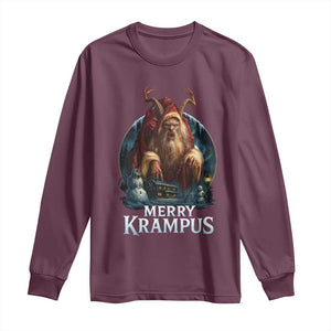 Christmas Krampus Long Sleeve Shirt Merry Krampus Pagan Yule Nordic Xmas TS11 Maroon Print Your Wear
