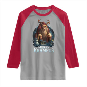Christmas Krampus Raglan Shirt Merry Krampus Pagan Yule Nordic Xmas TS11 Sport Gray Red Print Your Wear