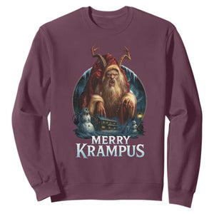 Christmas Krampus Sweatshirt Merry Krampus Pagan Yule Nordic Xmas TS11 Maroon Print Your Wear