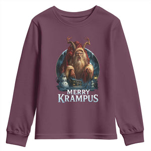 Christmas Krampus Youth Sweatshirt Merry Krampus Pagan Yule Nordic Xmas TS11 Maroon Print Your Wear