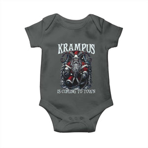 Nordic Christmas Krampus Baby Onesie Krampus Is Coming To Town Horror Holiday Xmas TS11 Dark Heather Print Your Wear