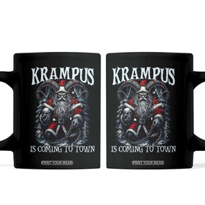 Nordic Christmas Krampus Coffee Mug Krampus Is Coming To Town Horror Holiday Xmas TS11 Black Print Your Wear