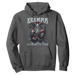 Nordic Christmas Krampus Hoodie Krampus Is Coming To Town Horror Holiday Xmas TS11 Dark Heather Print Your Wear
