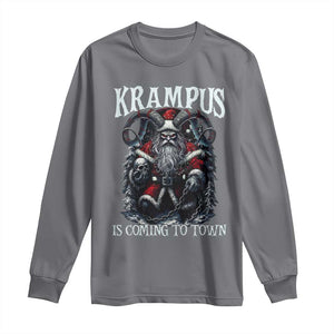 Nordic Christmas Krampus Long Sleeve Shirt Krampus Is Coming To Town Horror Holiday Xmas TS11 Charcoal Print Your Wear