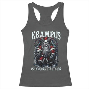 Nordic Christmas Krampus Racerback Tank Top Krampus Is Coming To Town Horror Holiday Xmas TS11 Dark Heather Print Your Wear