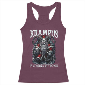 Nordic Christmas Krampus Racerback Tank Top Krampus Is Coming To Town Horror Holiday Xmas TS11 Maroon Print Your Wear