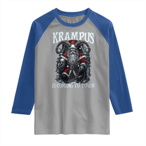 Nordic Christmas Krampus Raglan Shirt Krampus Is Coming To Town Horror Holiday Xmas TS11 Sport Gray Royal Print Your Wear