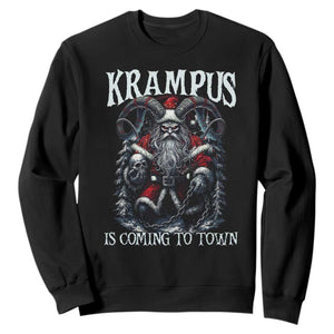 Nordic Christmas Krampus Sweatshirt Krampus Is Coming To Town Horror Holiday Xmas TS11 Black Print Your Wear