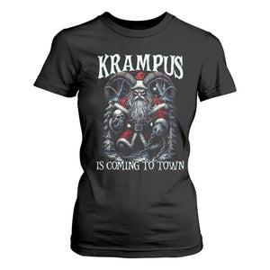 Nordic Christmas Krampus T Shirt For Women Krampus Is Coming To Town Horror Holiday Xmas TS11 Black Print Your Wear