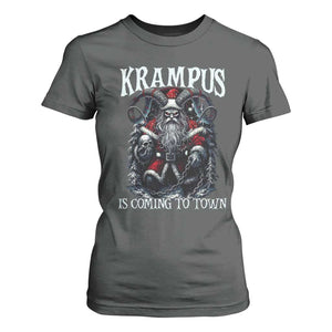 Nordic Christmas Krampus T Shirt For Women Krampus Is Coming To Town Horror Holiday Xmas TS11 Dark Heather Print Your Wear