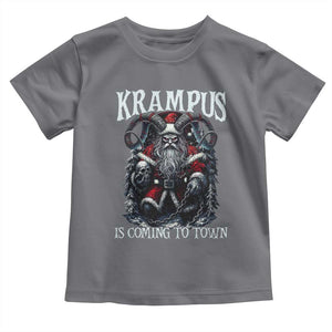 Nordic Christmas Krampus Toddler T Shirt Krampus Is Coming To Town Horror Holiday Xmas TS11 Charcoal Print Your Wear