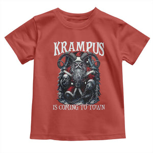 Nordic Christmas Krampus Toddler T Shirt Krampus Is Coming To Town Horror Holiday Xmas TS11 Red Print Your Wear