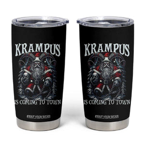 Nordic Christmas Krampus Tumbler Cup Krampus Is Coming To Town Horror Holiday Xmas TS11 Black Print Your Wear