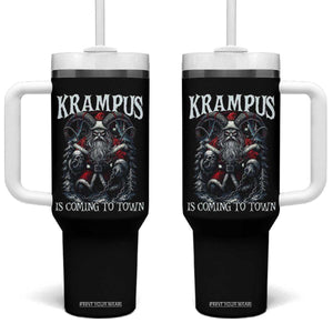 Nordic Christmas Krampus Tumbler With Handle Krampus Is Coming To Town Horror Holiday Xmas TS11 One Size: 40 oz Black Print Your Wear
