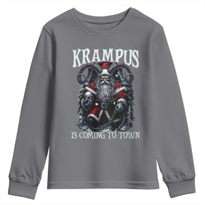 Nordic Christmas Krampus Youth Sweatshirt Krampus Is Coming To Town Horror Holiday Xmas TS11 Charcoal Print Your Wear