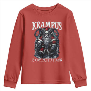 Nordic Christmas Krampus Youth Sweatshirt Krampus Is Coming To Town Horror Holiday Xmas TS11 Red Print Your Wear
