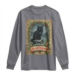 Nordic Christmas Cat Long Sleeve Shirt Jolakotturinn Yule Cat Icelandic TS11 Charcoal Print Your Wear