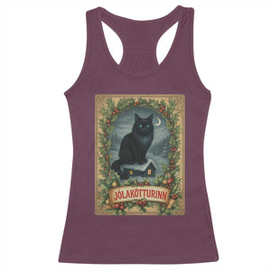 Nordic Christmas Cat Racerback Tank Top Jolakotturinn Yule Cat Icelandic TS11 Maroon Print Your Wear