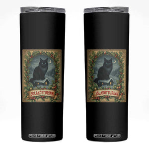 Nordic Christmas Cat Skinny Tumbler Jolakotturinn Yule Cat Icelandic TS11 Black Print Your Wear