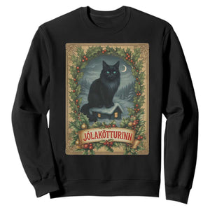 Nordic Christmas Cat Sweatshirt Jolakotturinn Yule Cat Icelandic TS11 Black Print Your Wear
