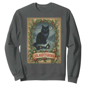 Nordic Christmas Cat Sweatshirt Jolakotturinn Yule Cat Icelandic TS11 Dark Heather Print Your Wear