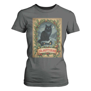 Nordic Christmas Cat T Shirt For Women Jolakotturinn Yule Cat Icelandic TS11 Dark Heather Print Your Wear
