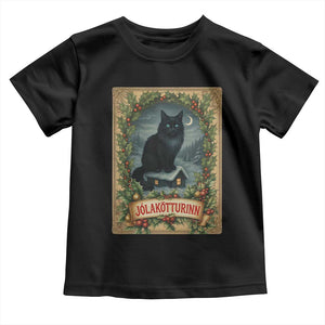 Nordic Christmas Cat Toddler T Shirt Jolakotturinn Yule Cat Icelandic TS11 Black Print Your Wear