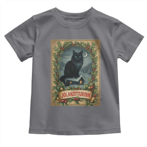 Nordic Christmas Cat Toddler T Shirt Jolakotturinn Yule Cat Icelandic TS11 Charcoal Print Your Wear