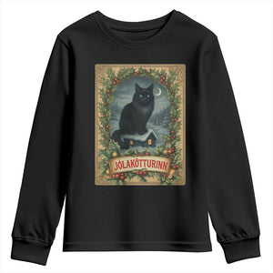 Nordic Christmas Cat Youth Sweatshirt Jolakotturinn Yule Cat Icelandic TS11 Black Print Your Wear