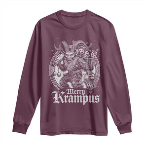Christmas Krampus Long Sleeve Shirt Merry Krampus Norse Pagan Yule Horror Xmas TS11 Maroon Print Your Wear