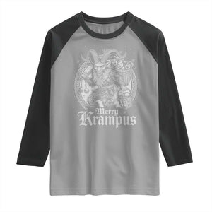 Christmas Krampus Raglan Shirt Merry Krampus Norse Pagan Yule Horror Xmas TS11 Sport Gray Black Print Your Wear