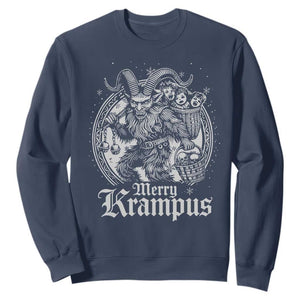 Christmas Krampus Sweatshirt Merry Krampus Norse Pagan Yule Horror Xmas TS11 Navy Print Your Wear
