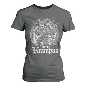 Christmas Krampus T Shirt For Women Merry Krampus Norse Pagan Yule Horror Xmas TS11 Dark Heather Print Your Wear