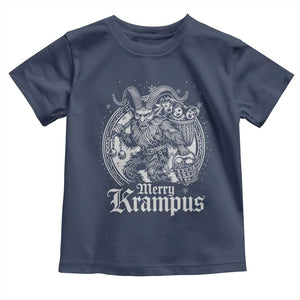 Christmas Krampus Toddler T Shirt Merry Krampus Norse Pagan Yule Horror Xmas TS11 Navy Print Your Wear