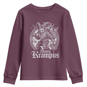 Christmas Krampus Youth Sweatshirt Merry Krampus Norse Pagan Yule Horror Xmas TS11 Maroon Print Your Wear