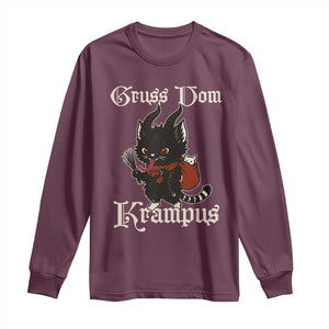 Christmas Krampus Cat Long Sleeve Shirt Gruss Vom Krampus Pagan Yule Xmas TS11 Maroon Print Your Wear