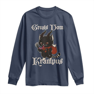 Christmas Krampus Cat Long Sleeve Shirt Gruss Vom Krampus Pagan Yule Xmas TS11 Navy Print Your Wear