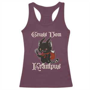 Christmas Krampus Cat Racerback Tank Top Gruss Vom Krampus Pagan Yule Xmas TS11 Maroon Print Your Wear