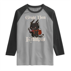 Christmas Krampus Cat Raglan Shirt Gruss Vom Krampus Pagan Yule Xmas TS11 Sport Gray Black Print Your Wear